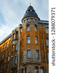 Small photo of Facade of Meltzer Apartment house with tower in Art Nouveau architectural style (Bolshaya Konyushennaya Street, Saint Petersburg, Russia)