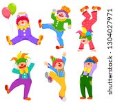 set of cartoon happy clowns in... | Shutterstock .eps vector #1304027971