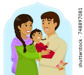 indian family of mother and... | Shutterstock .eps vector #748897081