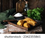 Small photo of fried pasties with meat pasties samsa