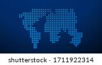 blue dotted world map. vector... | Shutterstock .eps vector #1711922314