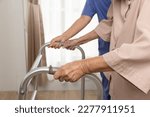 Small photo of Caregiver takecare old woman that having Sarcopenia or muscle loss. Sarcopenia is a degenerative disease of the muscle usually caused by the natural consequence of aging.