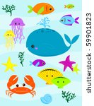various underwater creatures  ... | Shutterstock .eps vector #59901823