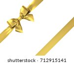gold gift ribbon bow isolated... | Shutterstock . vector #712915141