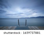 Swimming ladder, lake Chiemsee, Bavaria, Germany