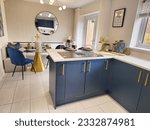 Small photo of Grimsargh, UK- July 08, 2023: Kitchen. Showhouse for Seddon Homes, near Preston