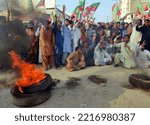 Small photo of SUKKUR, PAKISTAN - OCT 21: Activists of PTI are holding protest demonstration against disqualification of Imran Khan, Former Prime Minister in Toshakhana case, on October 21, 2022 in Sukkur.