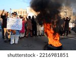 Small photo of HYDERABAD, PAKISTAN - OCT 21: Activists of PTI are holding protest demonstration against disqualification of Imran Khan, Former Prime Minister in Toshakhana reference, on October 21, 2022 in Hyderabad