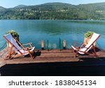 beautiful lake with the chairs | Shutterstock . vector #1838045134