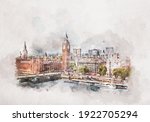 Watercolor Painting Of Big Ben  ...