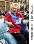 Small photo of New York, NY - June 3, 2018: Dr. Ruth Westheimer attends Celebrate Israel Parade on theme 70 & Sababa (70 & Awesome) on 5th Avenue in Manhattan
