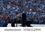 Small photo of New York, NY - October 19, 2019: U.S. Senator Bernie Sanders speaks during Bernie Sanders Rally "Bernie's Back" in Queensbridge Park