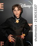 Small photo of New York, NY - March 21, 2022: Rueby Wood styled by Andrew Philip Nguyen attends special screening of Disney's "Better Nate Than Ever" at AMC Empire Theater
