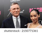 Small photo of New York, NY - April 28, 2022: Actor Daniel Craig and actress Ruth Negga wearing dress by Louis Vuitton attends the "Macbeth" Broadway opening night at the Longacre Theatre