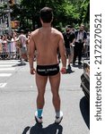 Small photo of New York, NY - June 26, 2022: Grand marshal Schuyler Bailar marches with Pride parade on theme "Unapologetically Us" on 5th Avenue
