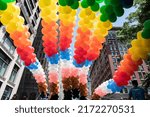 Small photo of New York, NY - June 26, 2022: Atmosphere during Pride parade on theme "Unapologetically Us" on 5th Avenue