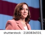 Small photo of New York, NY - July 28, 2022: Vice President Kamala Harris announced the formation of the Economic Opportunity Coalition to invest in underserved communities at Restoration Plaza