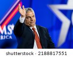 Small photo of Dallas, TX - August 4, 2022: Prime Minister of Hungary Victor Orban speaks at CPAC Texas 2022 conference at Hilton Anatole