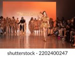 Small photo of New York, NY - September 14, 2022: Saucy Santana performs as model walks on runway for SpringSummer 2022 collection by David and Phillipe Blond at Spring Studios