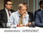 Small photo of Congressman Jim Jordan (R), chairman of House Judiciary Committee attneds field hearing on New York City violent crimes at Javits Federal Building in New York City on April 17, 2023