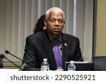 Small photo of Congressman Hank Johnson (D) speaks during House Judiciary Committee field hearing on New York City violent crimes at Javits Federal Building in New York City on April 17, 2023