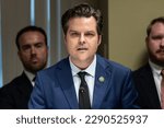 Small photo of Congressman Matt Gaetz (R) speaks during House Judiciary Committee field hearing on New York City violent crimes at Javits Federal Building in New York City on April 17, 2023