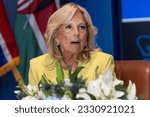 Small photo of Dr. Jill Biden, First Lady of the United States speaks at first meeting of Global First Ladies Academy at Columbia University's School of Public Health in New York City on July 12, 2023