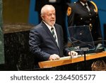 Small photo of President of Brazil Luiz Ignacio Lula da Silva speaks during general debate of the 78th Session of the General Assembly of United Nations at Headquarters in New York on September 19, 2023