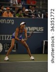 Small photo of NEW YORK - AUGUST 31: Daniela Hantuchova of Slovakia gets ready during 1st round match against Meghann Shaughnessy of USA at US Open on August 31, 2009 in New York