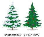 set of christmas fir trees with ...