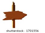Handmade Wooden Signpost Isolated On White (clipping path included)