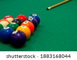 Game of billiards. Balls for billiards and cues