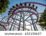 Roller Coaster Track on background of blue sky