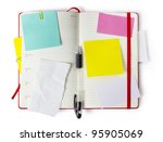 red Moleskin notebook  or calendar or organizer with precise clipping path