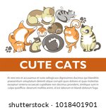 cartoon cute cats and kittens... | Shutterstock .eps vector #1018401901