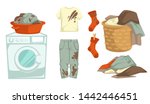 dirty laundry mud stains and... | Shutterstock .eps vector #1442446451