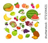 fresh fruits icons set.... | Shutterstock .eps vector #572154421