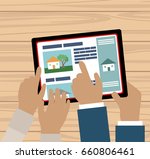 couple hands with tablet... | Shutterstock .eps vector #660806461