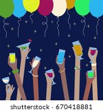 hands with drinks of alcohol in ... | Shutterstock .eps vector #670418881