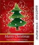 christmas tree on red background | Shutterstock . vector #65410999