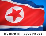 Small photo of The flag of North Korea was adopted on 8 September 1948, as the national flag and ensign of this isolationist Stalinist state.