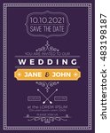vintage wedding invitation card ... | Shutterstock .eps vector #483198187