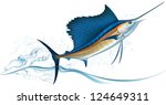 sailfish jumping out of water.... | Shutterstock . vector #124649311