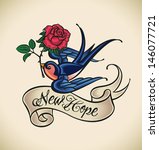 old school styled tattoo of a... | Shutterstock .eps vector #146077721