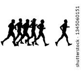 set of silhouettes. runners on... | Shutterstock .eps vector #1345060151