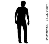 silhouette of a walking man on... | Shutterstock . vector #1663719094
