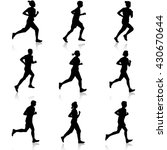 set of silhouettes. runners on... | Shutterstock . vector #430670644