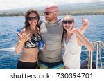 Happy Family On Boat During...