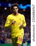Small photo of MADRID - OCT 19: Trent Alexander Arnold in action at the Uefa Champions League match between Club Atletico de Madrid and Liverpool FC at the Metropolitano Stadium on October 19, 2021 in Madrid, Spain.