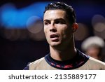 Small photo of MADRID - FEB 23: Cristiano Ronaldo warms up prior to the Champions League match between Club Atletico de Madrid and Manchester United at the Metropolitano Stadium on February 23, 2022 in Madrid, Spain